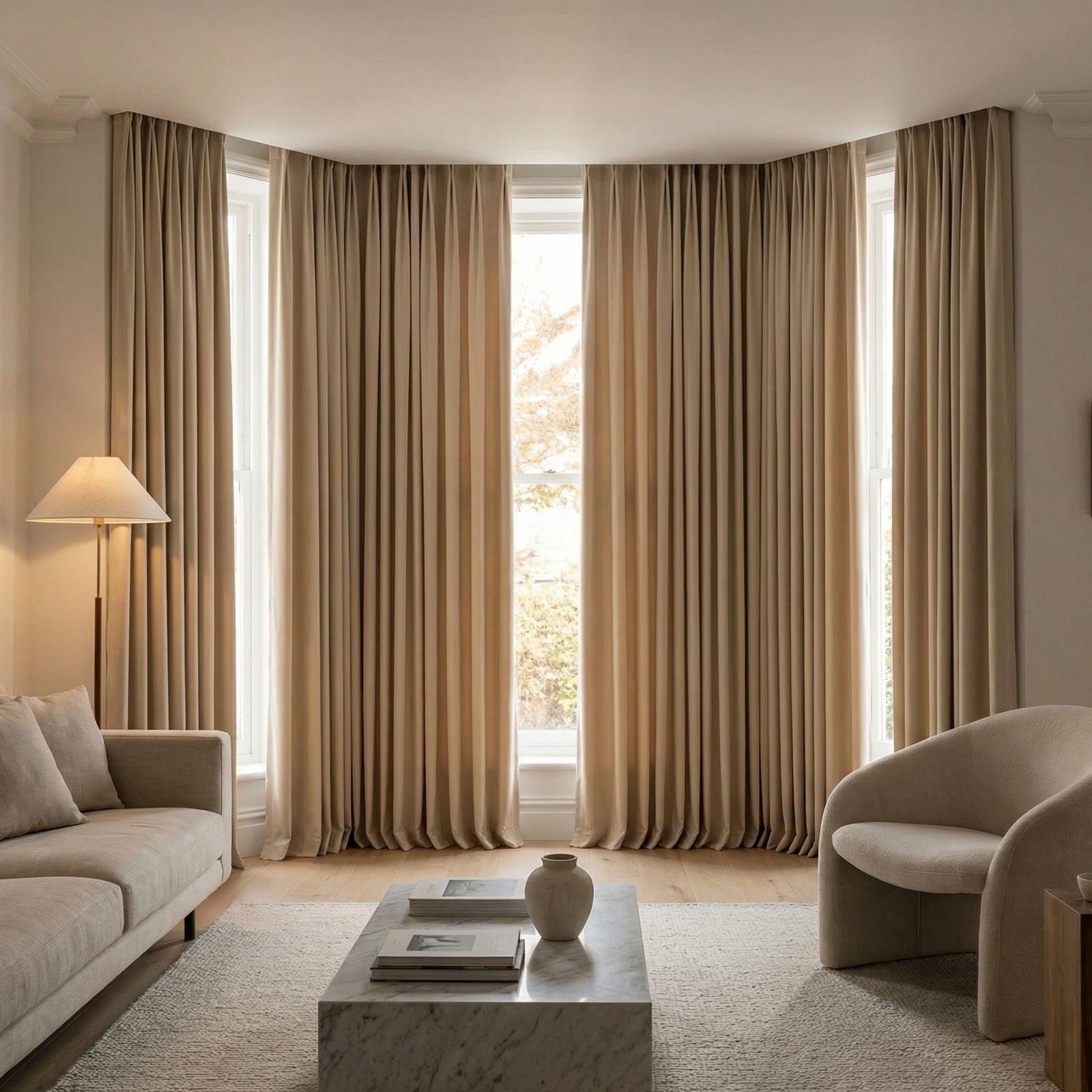 Rideau salon beige occultant et élégant