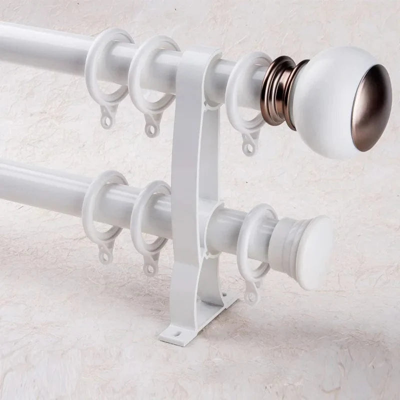 Double tringle rideau blanche à embouts ronds