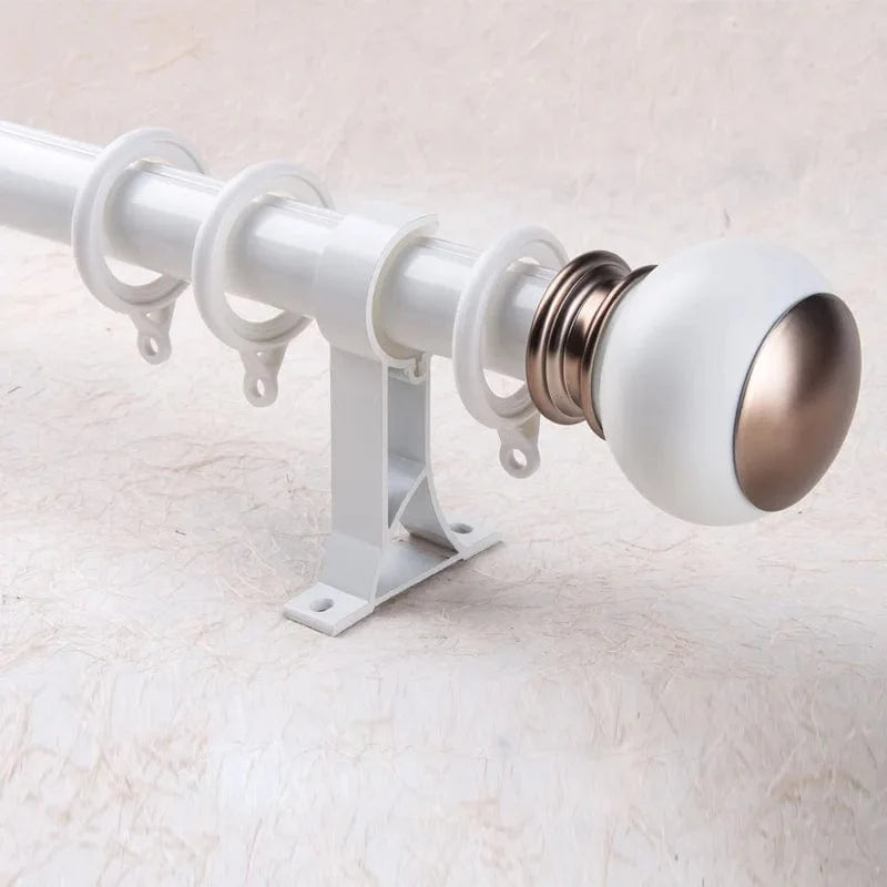 Double tringle rideau blanche à embouts ronds