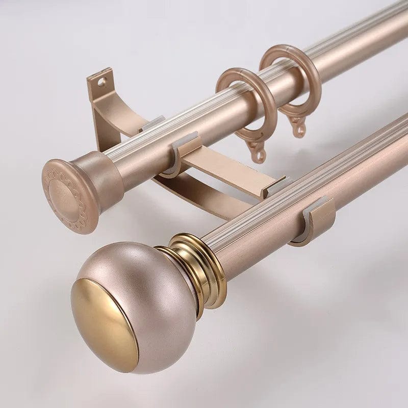 Double tringle rideau rose à embouts ronds