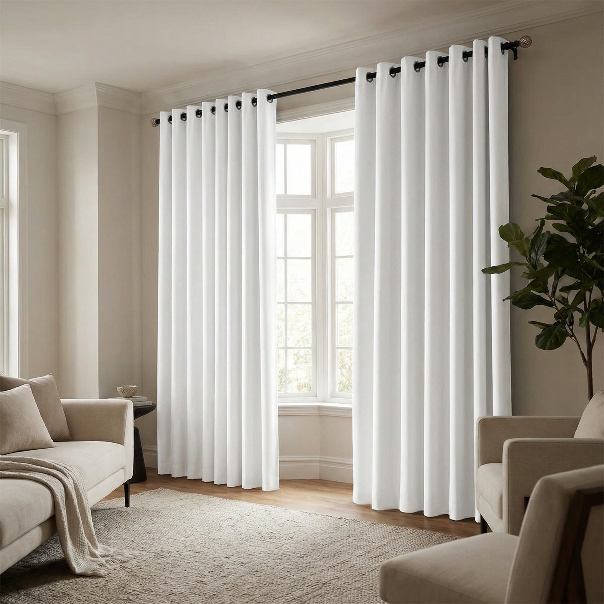 Rideau thermique et occultant blanc classique