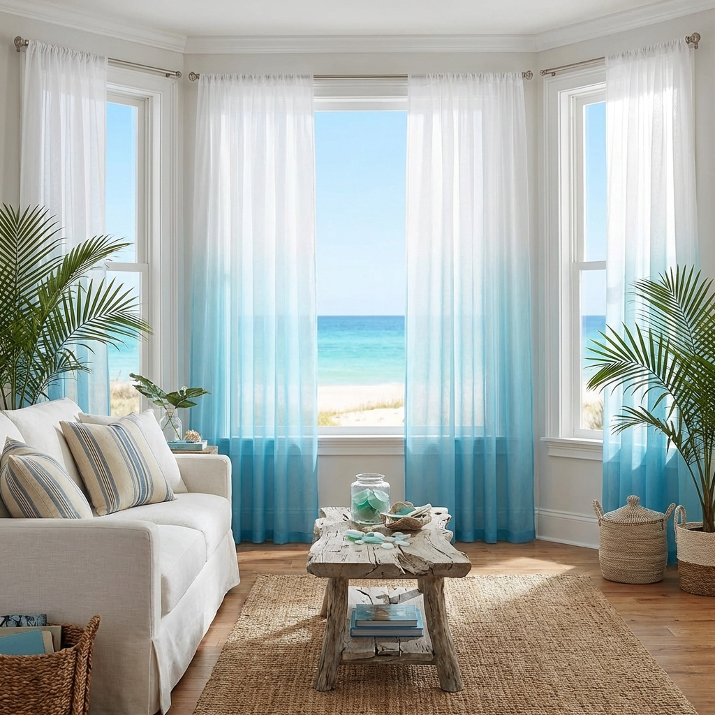 Voilage dégradé bleu