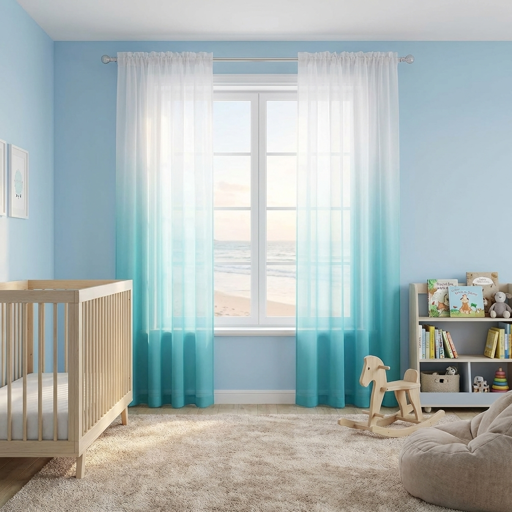 Voilage dégradé bleu