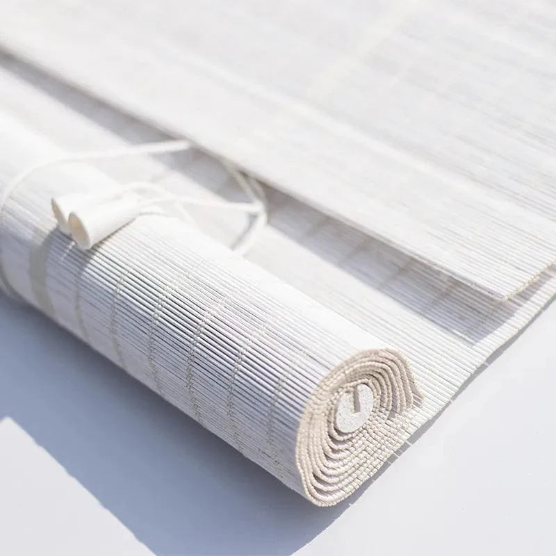 Rideau bambou blanc chic