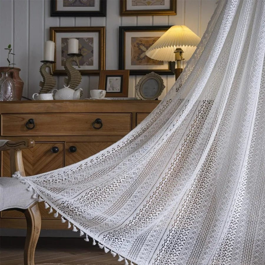 Rideau bohème blanc classique