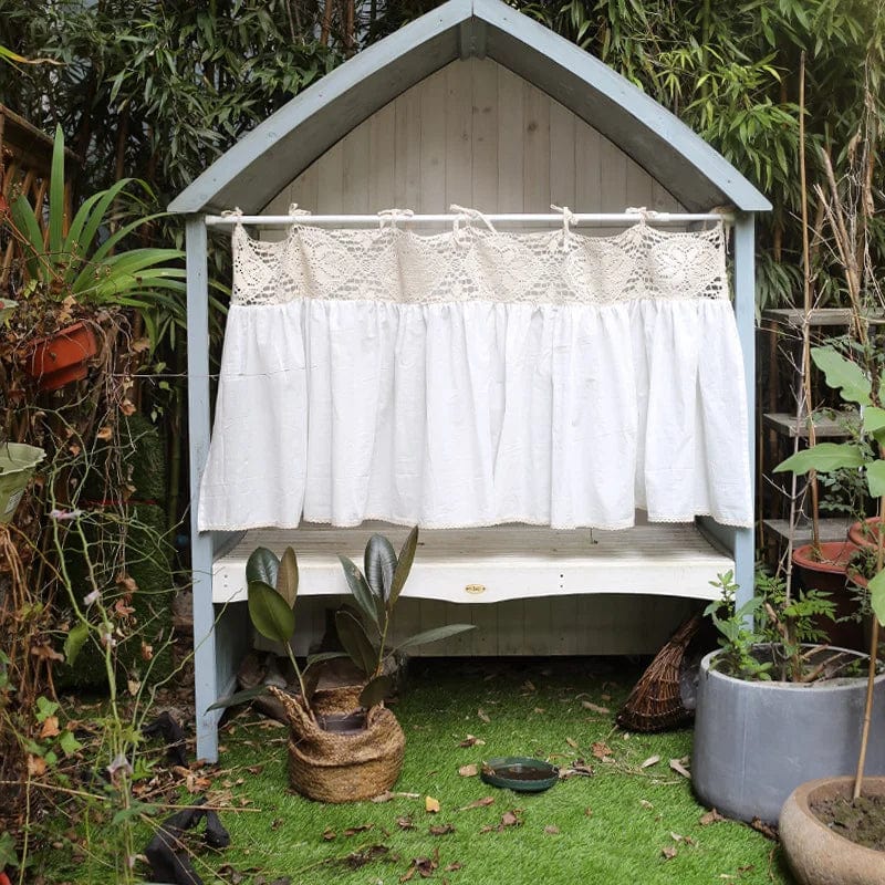 Rideau brise vue beige et blanc