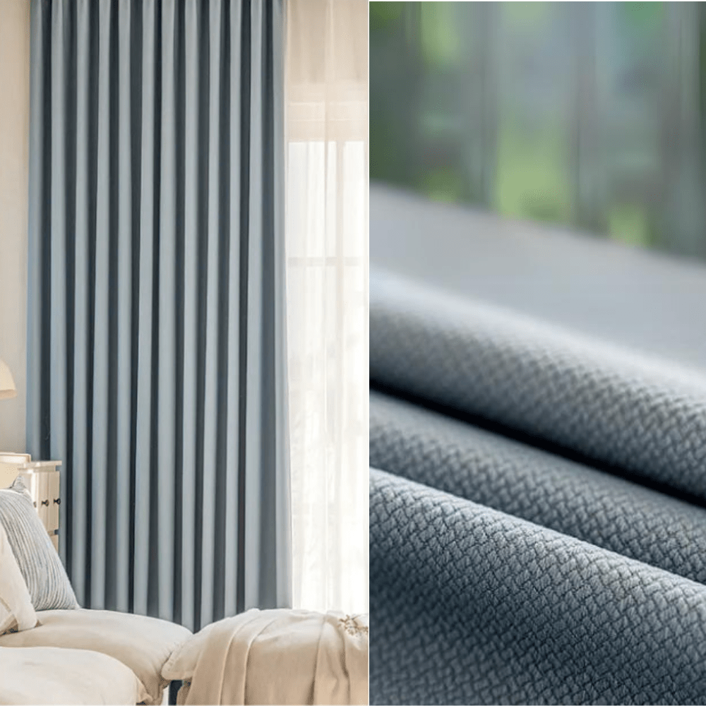 Rideau chambre bleu luxe serein