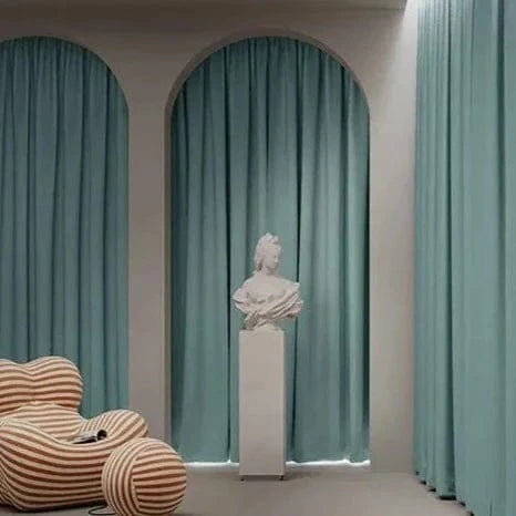 Rideau chambre cyan en lin