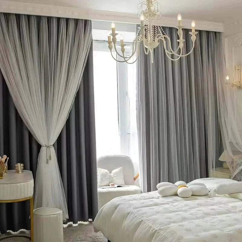 Rideau chambre gris foncé harmonie luxueuse