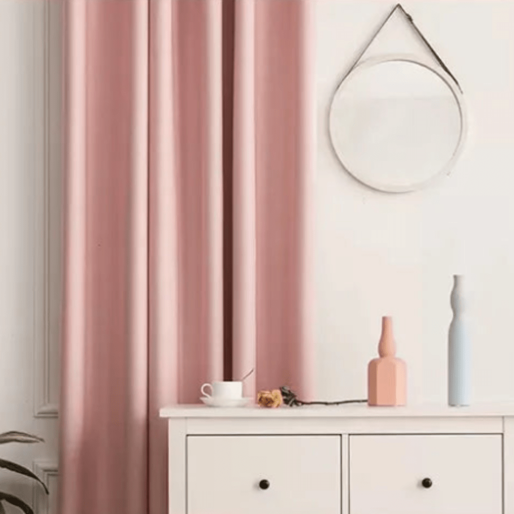 Rideau chambre rose en lin