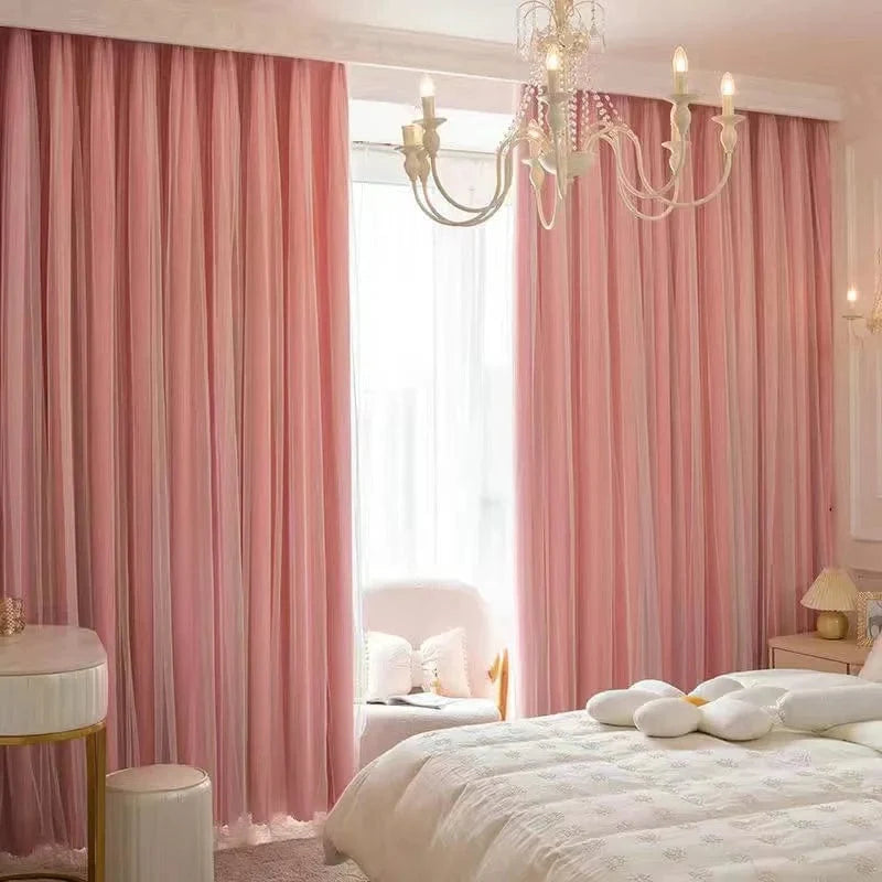 Rideau chambre rose harmonie luxueuse