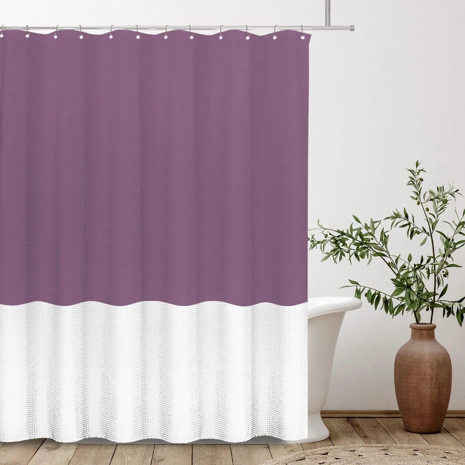 Rideau de douche biton blanc et violet