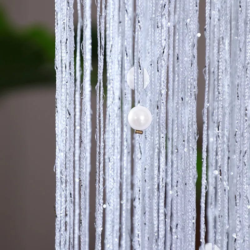 Rideau de perles blanc brillant