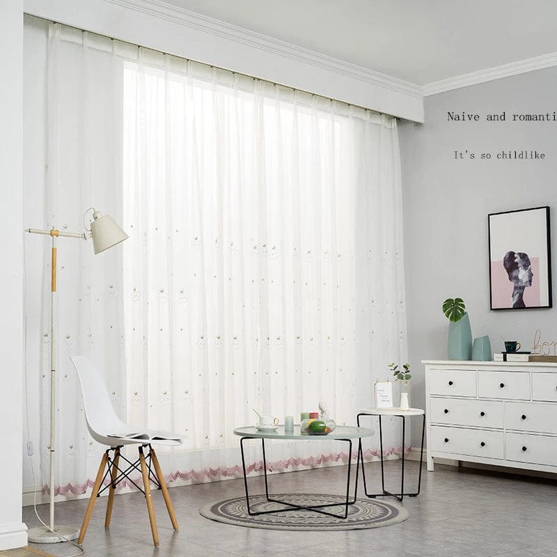 Rideau enfant voilage à nuages colorés