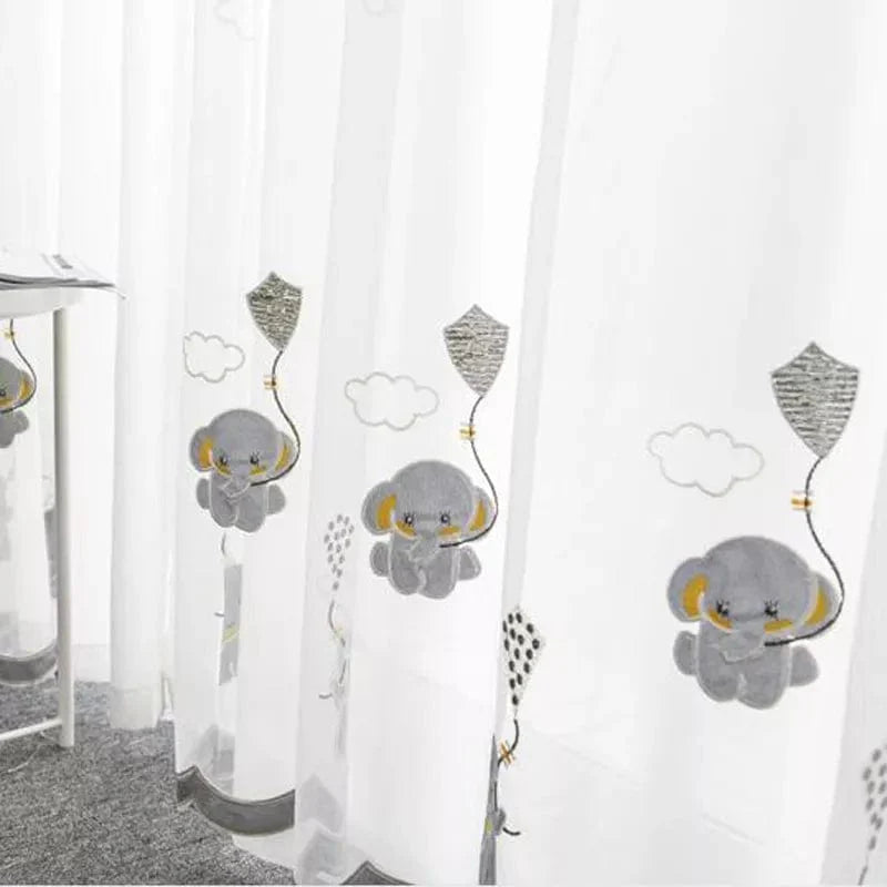 Rideau enfant voilage éléphant mignon