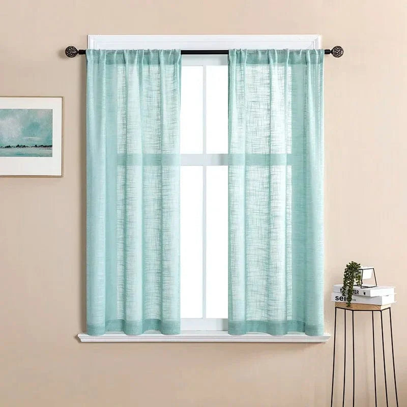 Rideau lin bleu clair pour fenêtre
