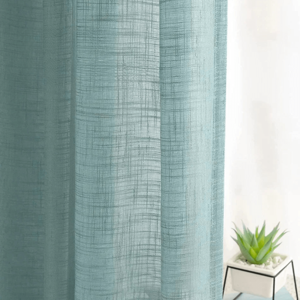 Rideau lin bleu clair pour fenêtre