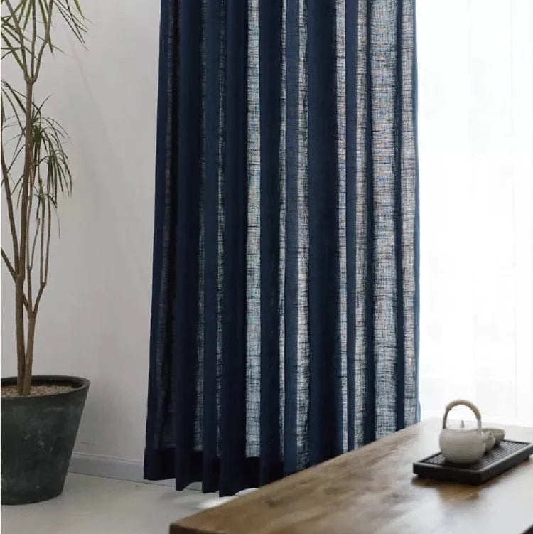 Rideau lin bleu roi chic