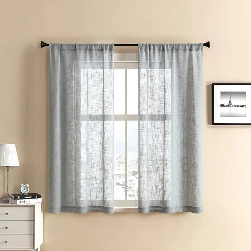Rideau lin gris pour fenêtre
