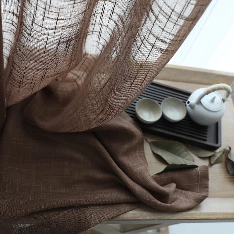 Rideau lin marron foncé classique