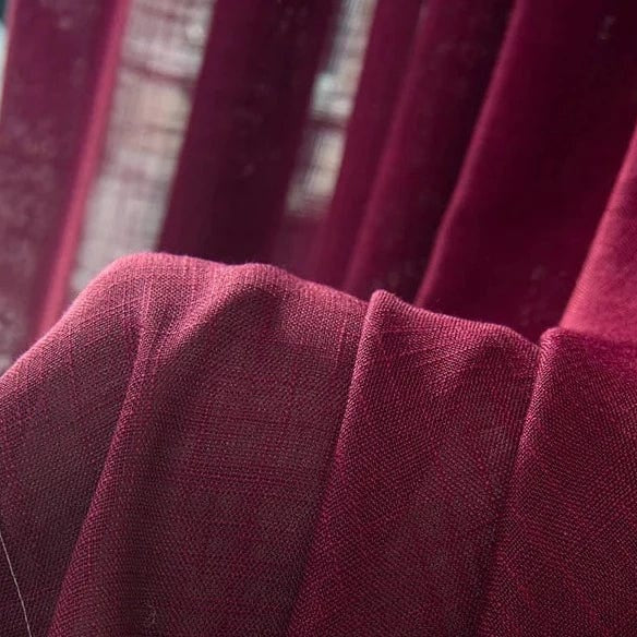 Rideau lin rouge champêtre