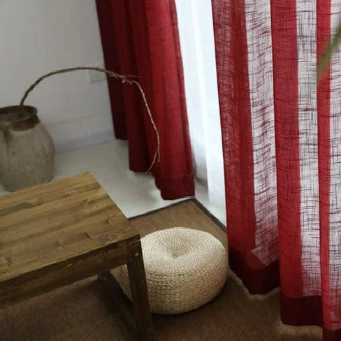 Rideau lin rouge classique