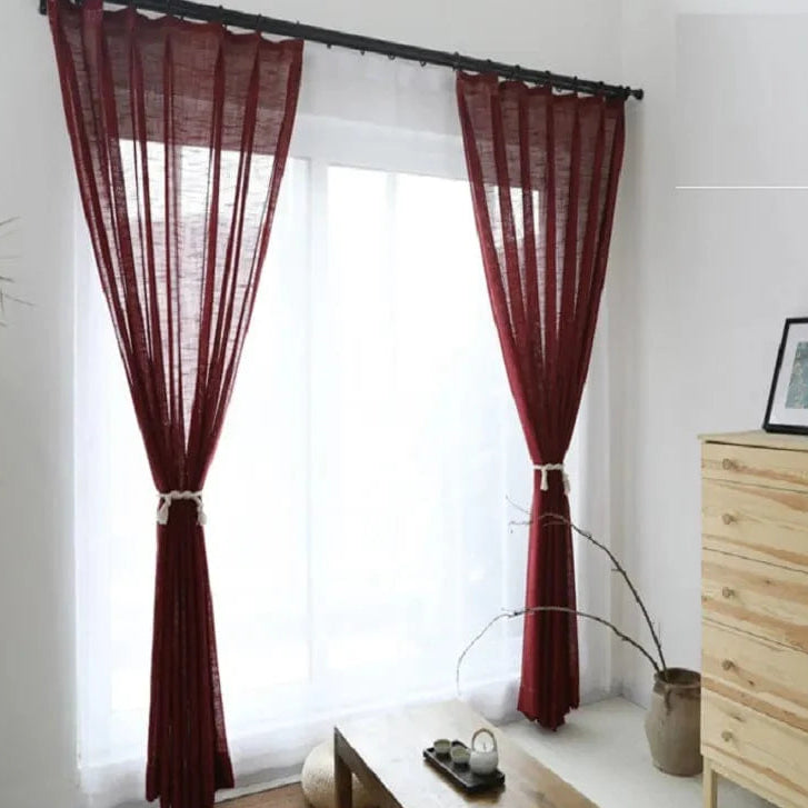 Rideau lin rouge classique