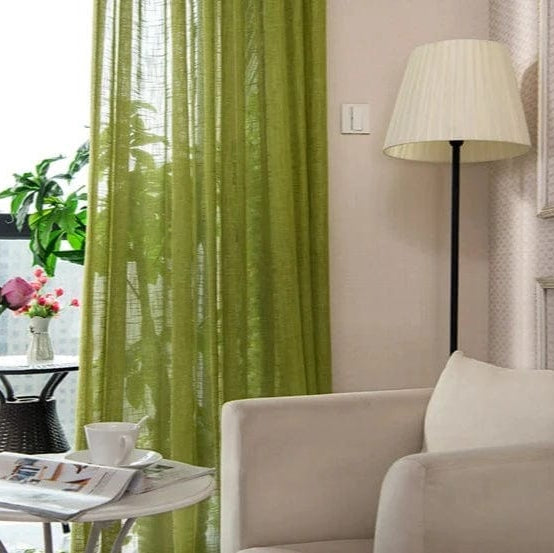 Rideau lin vert champêtre