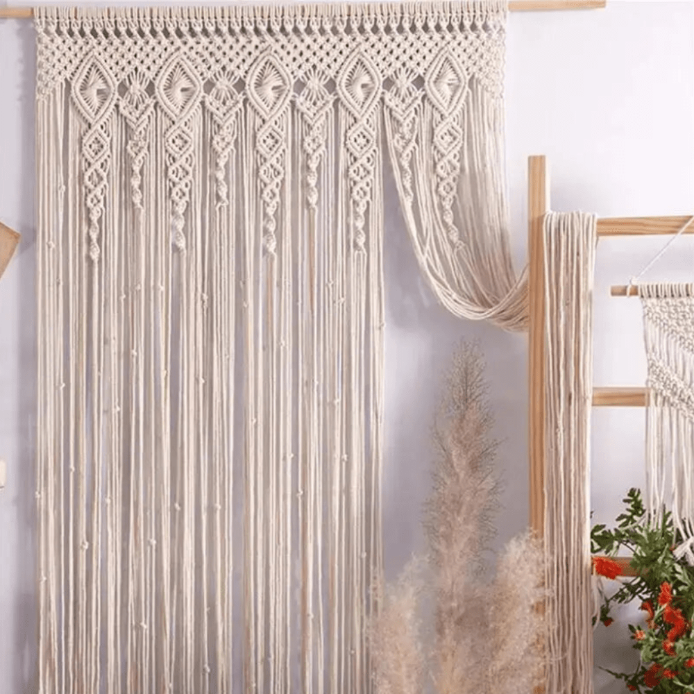 Rideau macramé doux et naturel