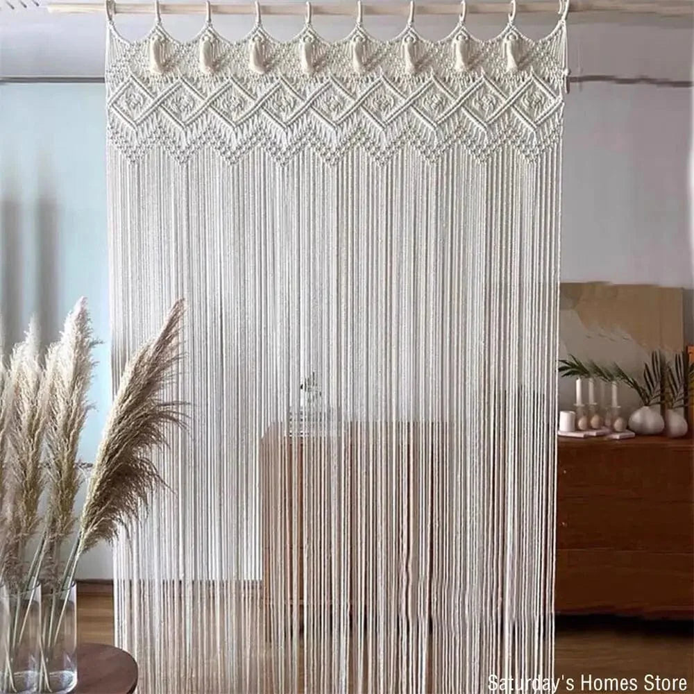 Rideau macramé rustique chic