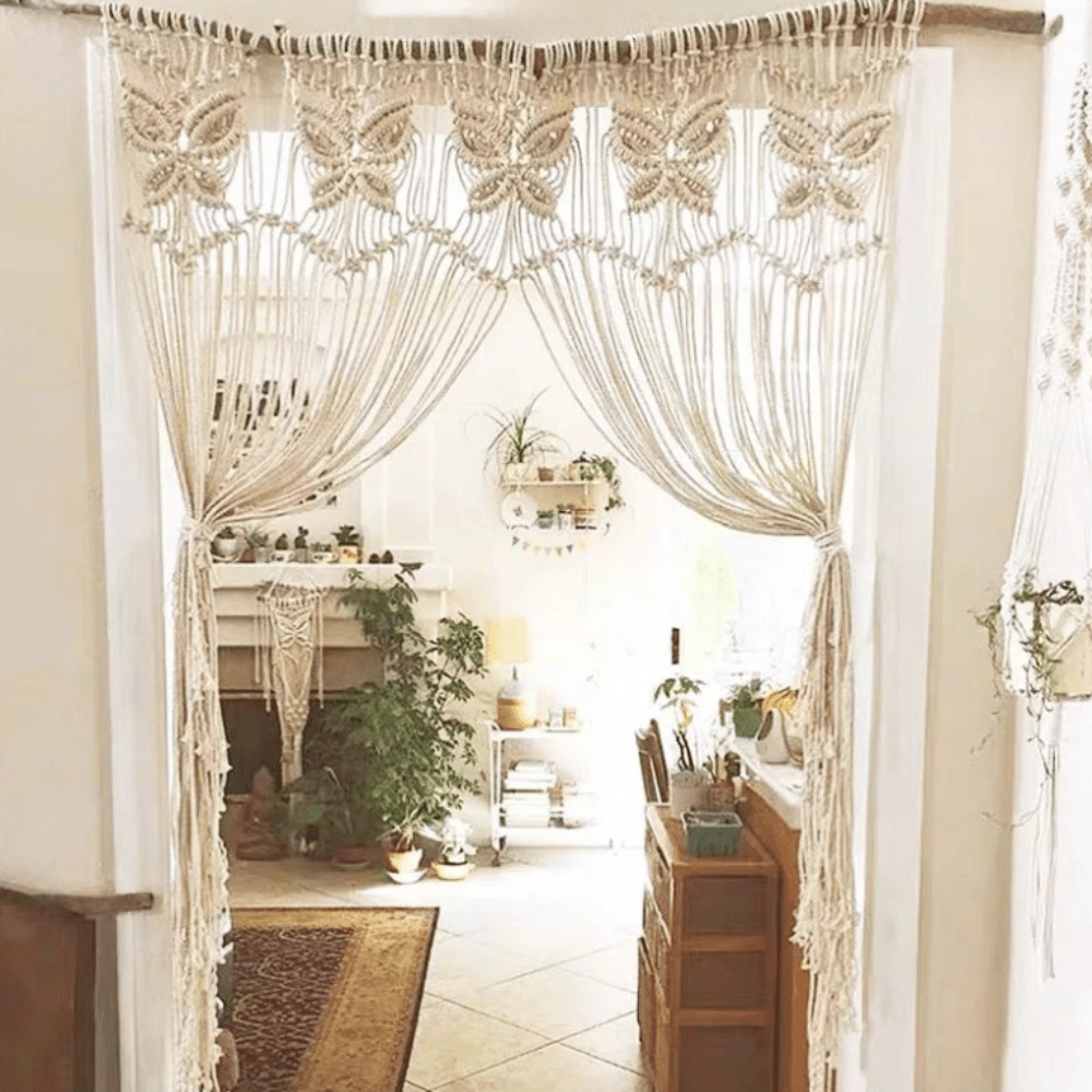 Rideau macramé tricot