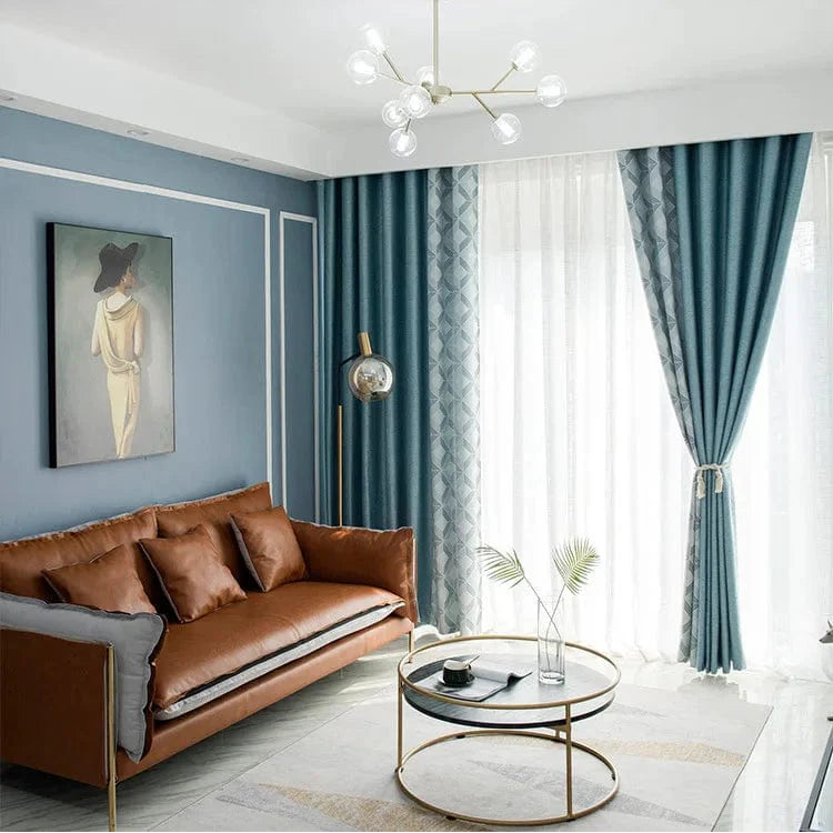 Rideau salon bleu lac haut de gamme