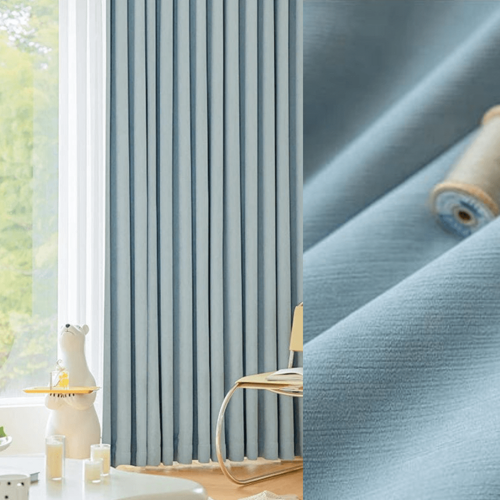 Rideau salon bleu occultant moderne