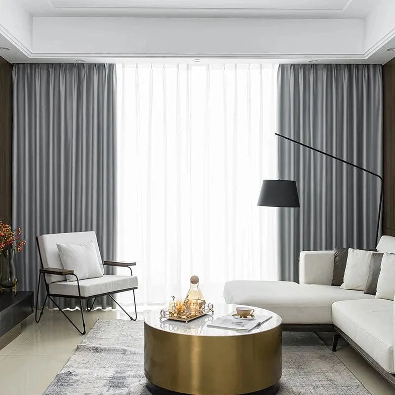 Rideau salon gris soyeux