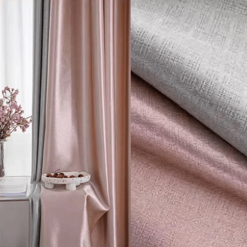 Rideau salon rose et gris harmonieux scintillant