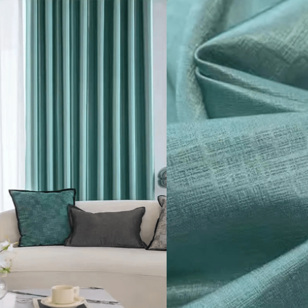 Rideau salon vert canard harmonieux scintillant