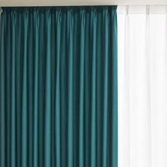 Rideau salon vert canard soyeux