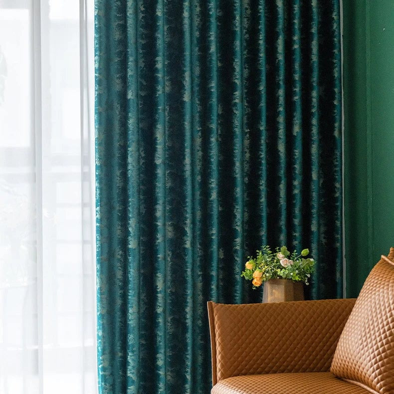 Rideau salon vert velours vintage occultant