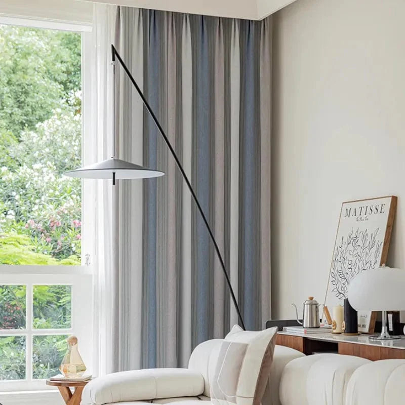 Rideau thermique combiné Marine gris et blanc