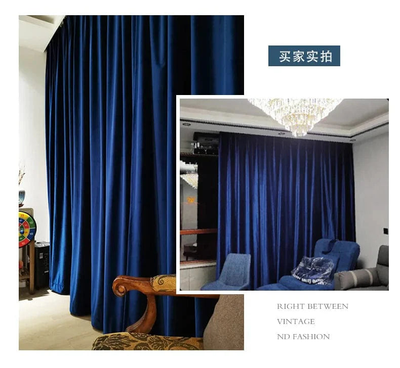 Rideau velours bleu occultant doux