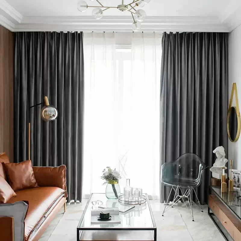 Rideau velours gris occultant chic