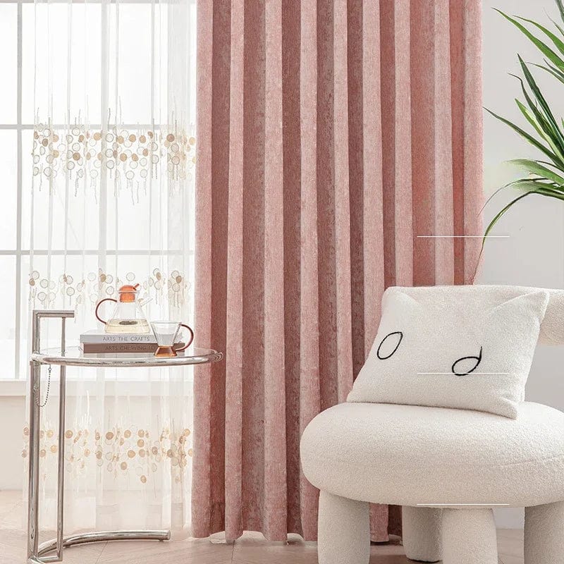 Rideau velours rose chic et chaud