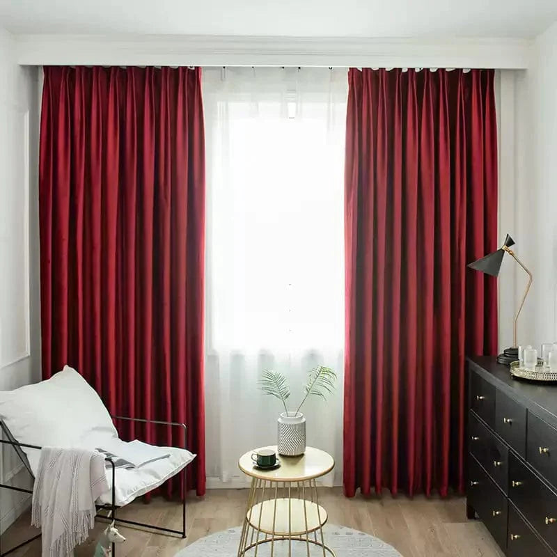 Rideau velours rouge occultant naturel