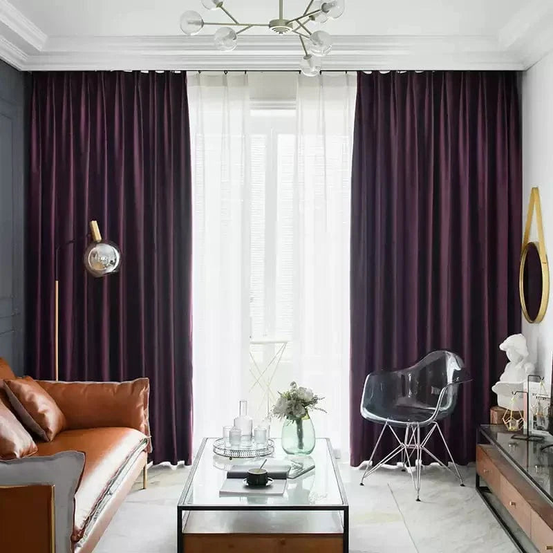 Rideau velours violet occultant chic