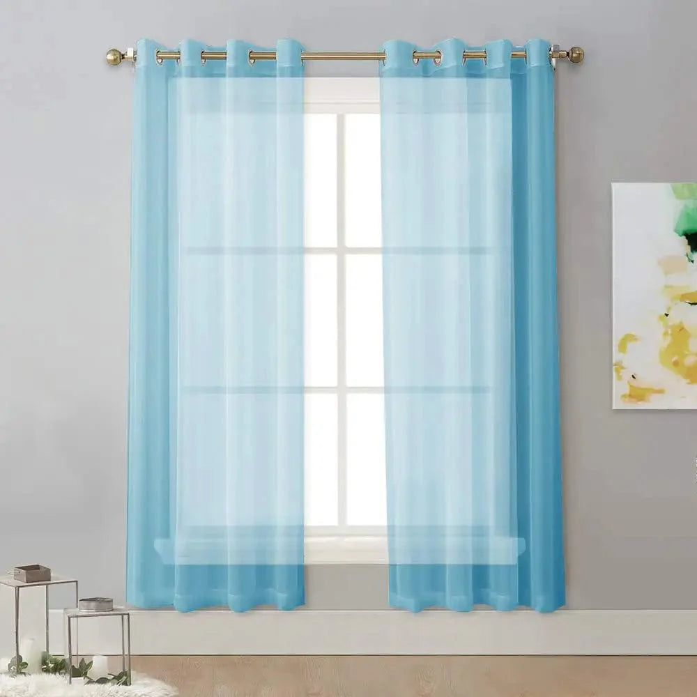 Voilage bleu clair fin