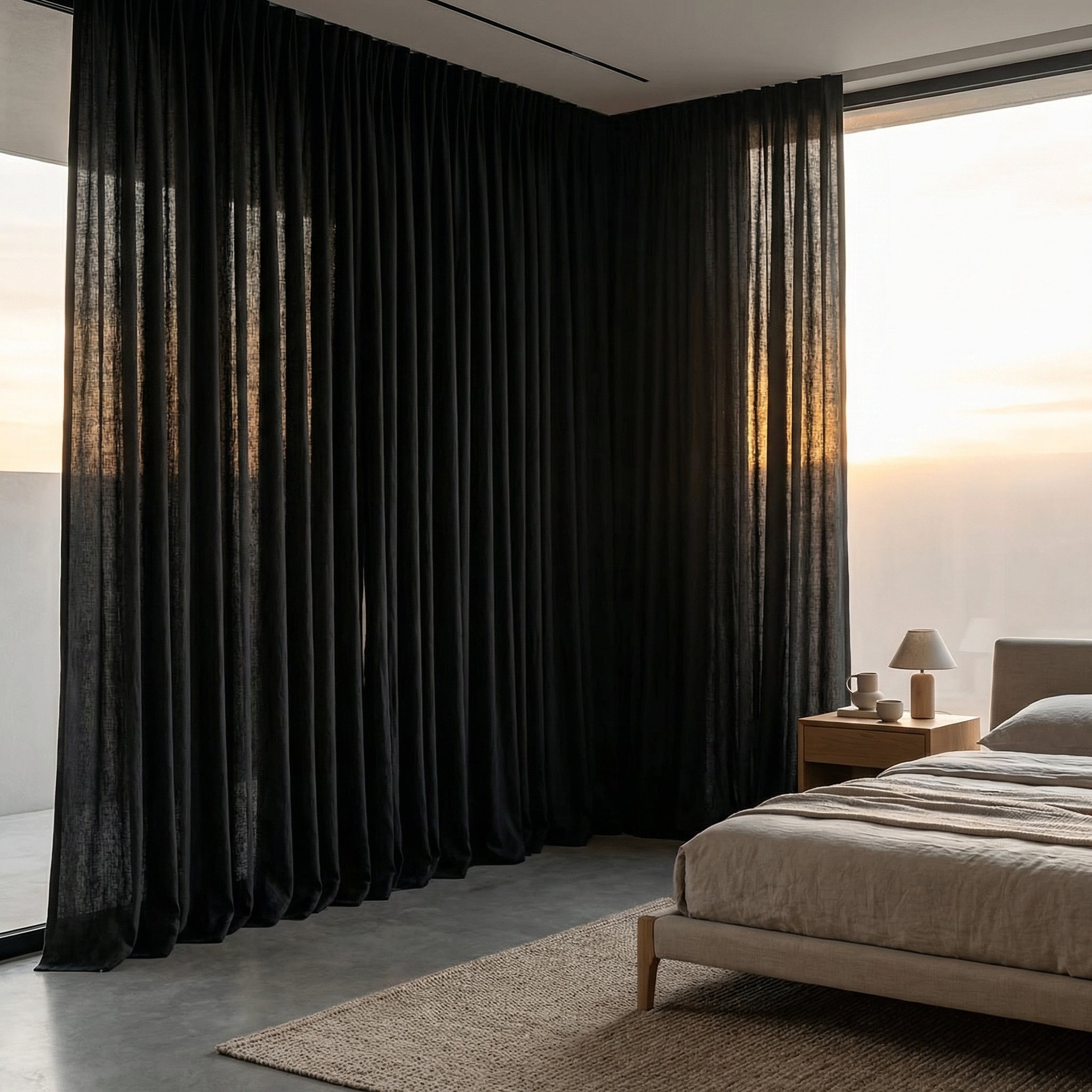 Rideau chambre noir en lin