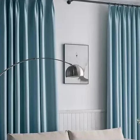 Rideau chambre bleu clair en lin