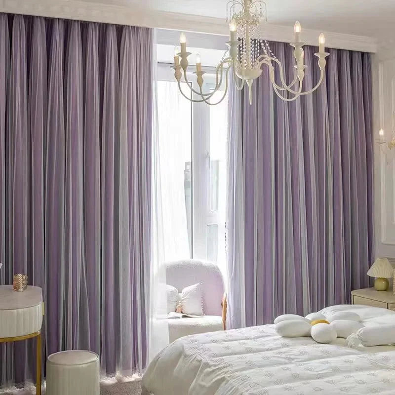 Rideau chambre mauve harmonie luxueuse