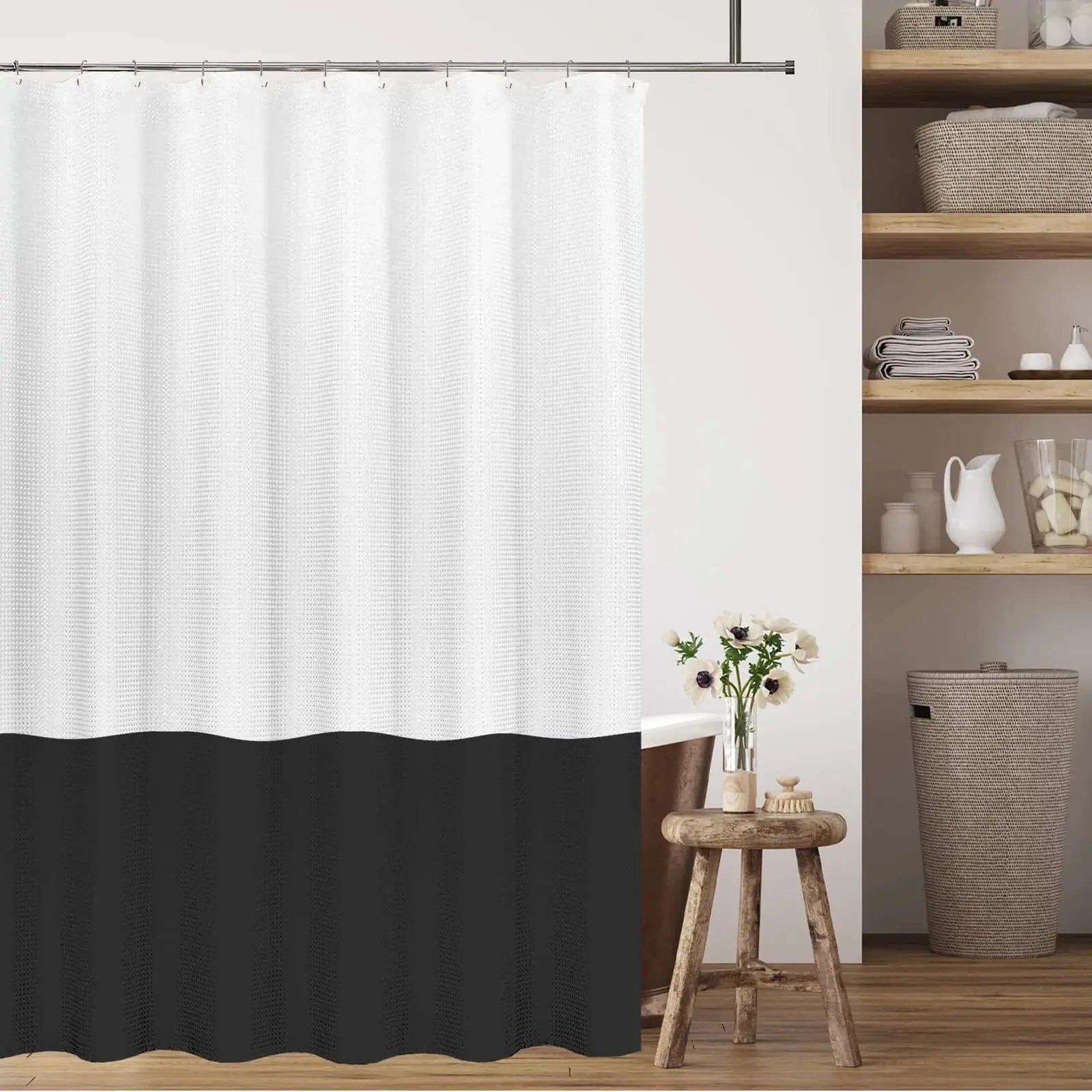 Rideau de douche biton blanc et noir