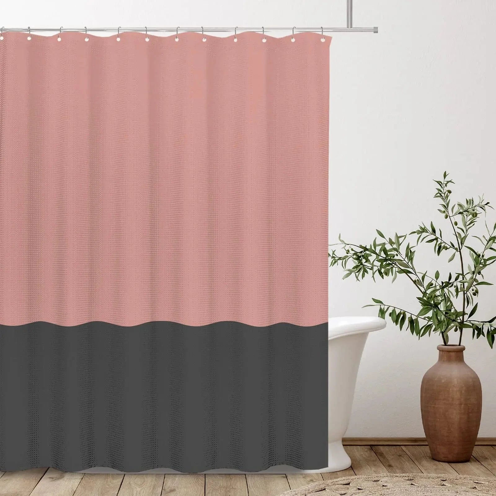 Rideau de douche biton rose et gris